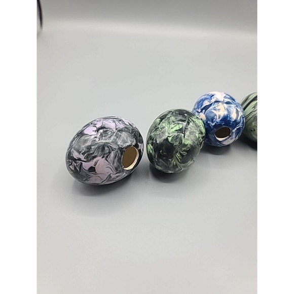 Easter Egg Ceramic Glossy Marblized Ceramic Luster Figures Lot Of 6 - Picture 2 of 8